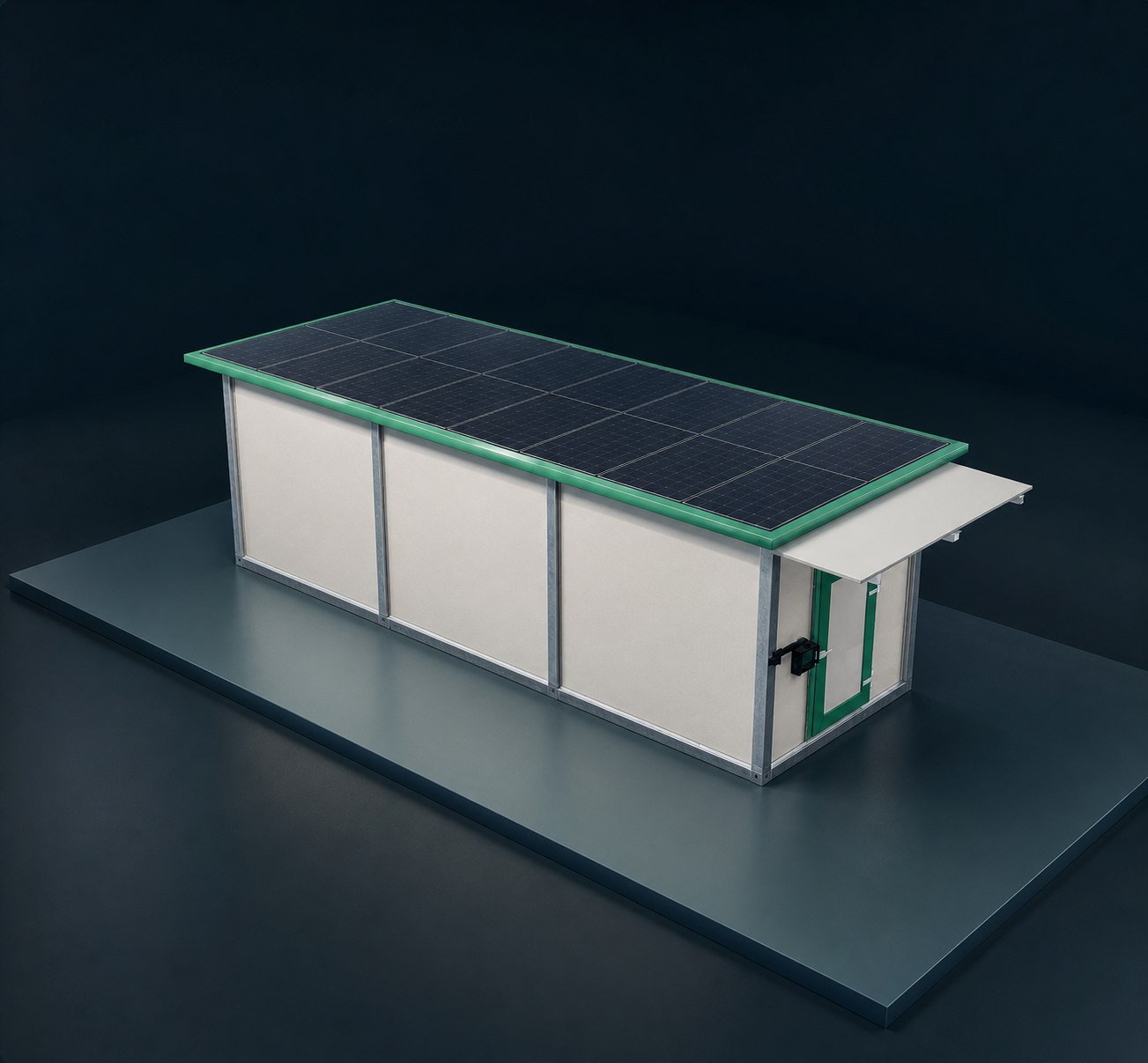 Rendered overview of a custom modular mushroom growing room